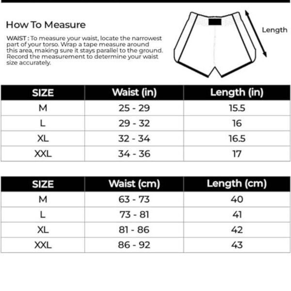 buy may thai shorts size chart