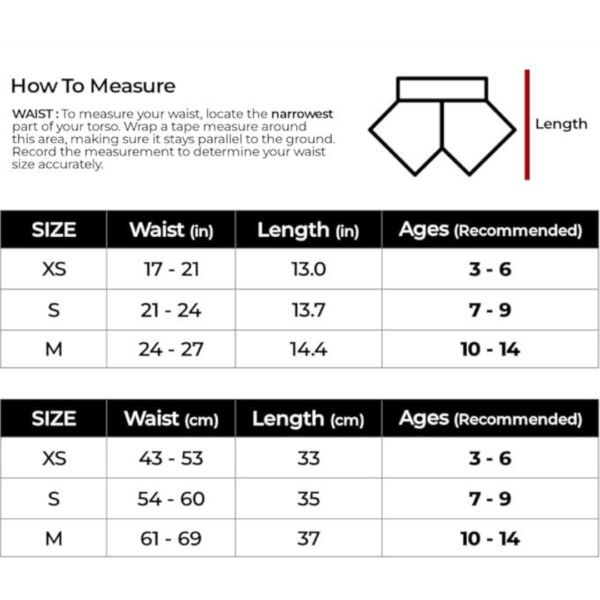 size muay thai shorts for kids 3